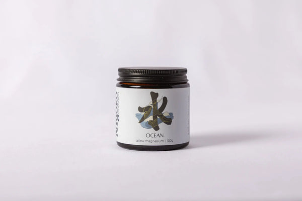 Jar of 'OCEAN' with a label on a white background